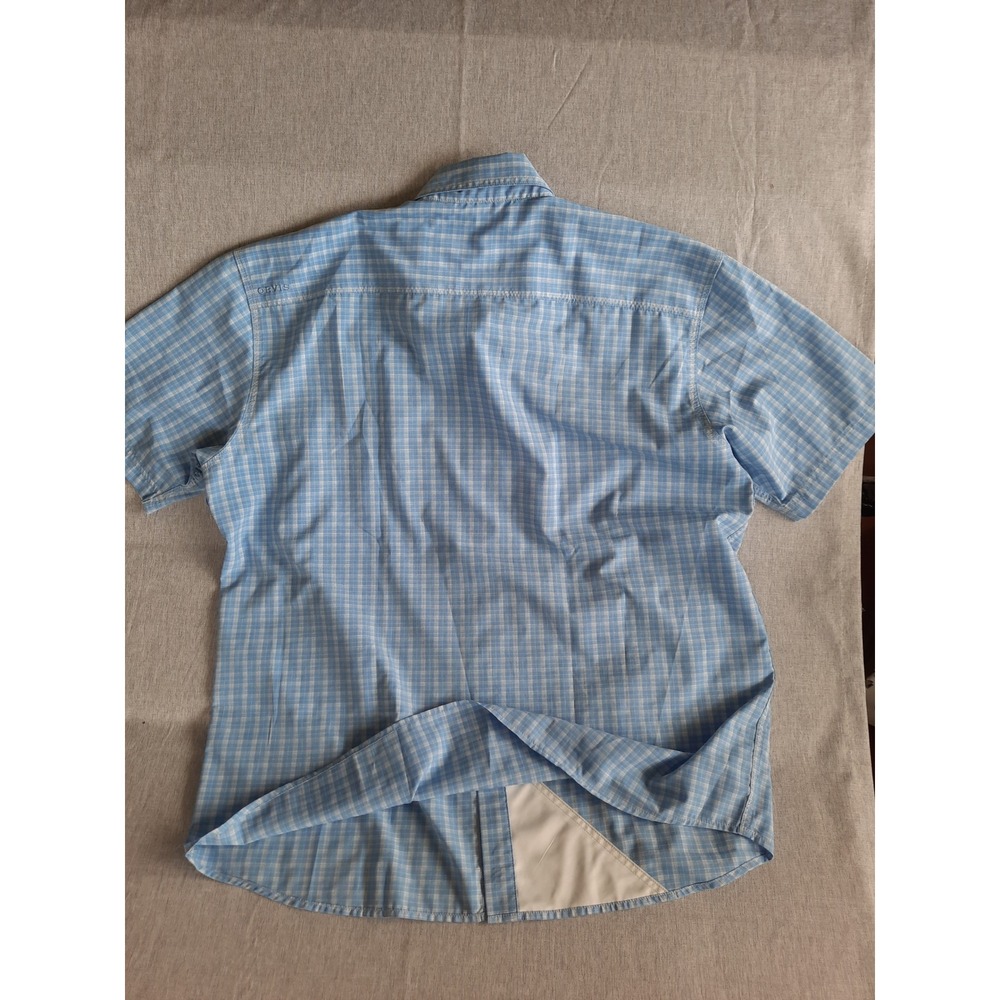 Orvis Men XL Vent Outdoor Plaid Pocket Button Shirt SS Recycled Polyester Blue - Picture 8 of 9